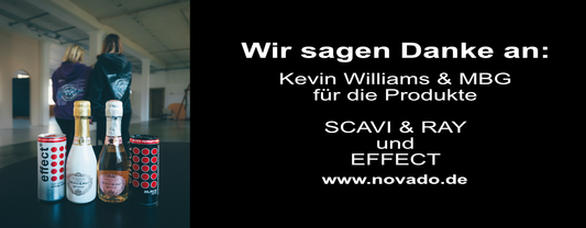 Danksagung an Kevin Williams und MBG für Scavi & Ray und Effect Produkte beim Modebrand-Shooting 2025