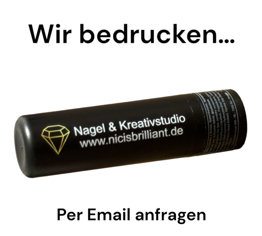 schwarzer Lippenbalsam mit individuellem Logo als Markenbotschaft personalisierbarer pflegender Lippenbalsam