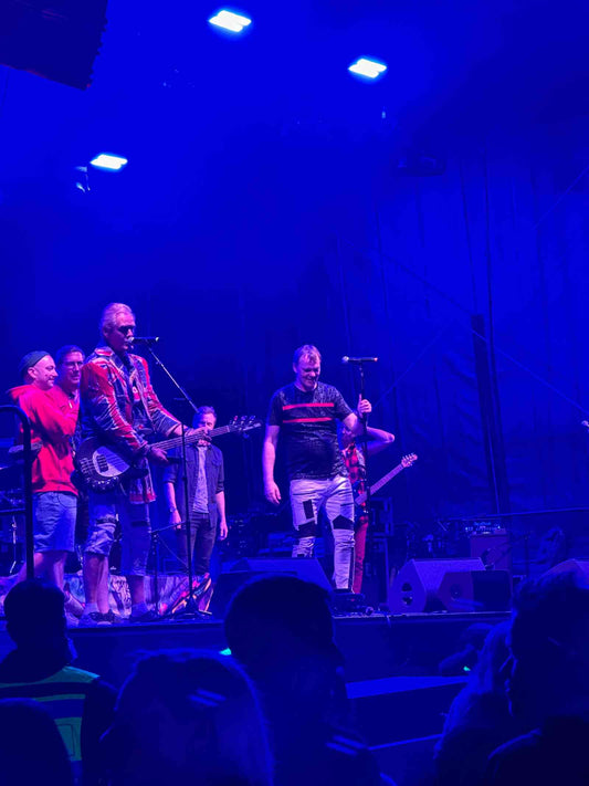 Live band performance on stage during Pütt-Tage festival in Beckum at night