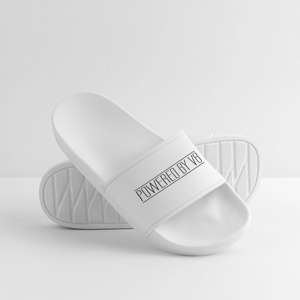 weiße POWER BY V8 Männer Badelatschen mit rutschfester PVC-Sohle und bedruckbarer Lasche