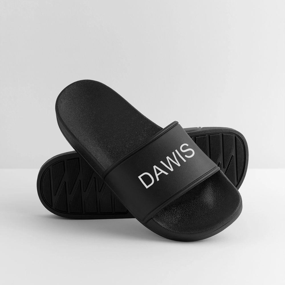 schwarze DAWIS Männer Badelatschen mit bedruckbarer Lasche und rutschhemmender PVC-Sohle