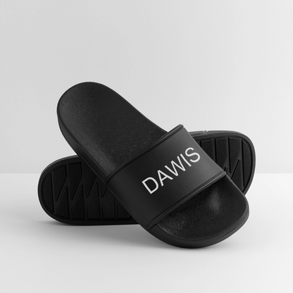 schwarze DAWIS Männer Badelatschen mit bedruckbarer Lasche und rutschhemmender PVC-Sohle