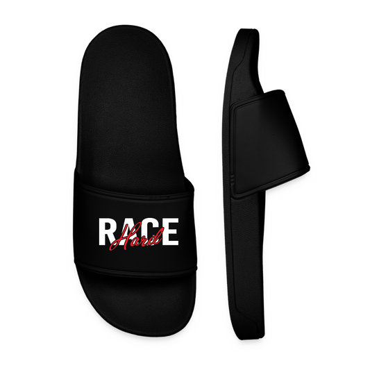 RACE HARD Männer Badelatschen mit bedruckbarer Lasche, geformtem Fußbett und rutschhemmender PVC-Sohle
