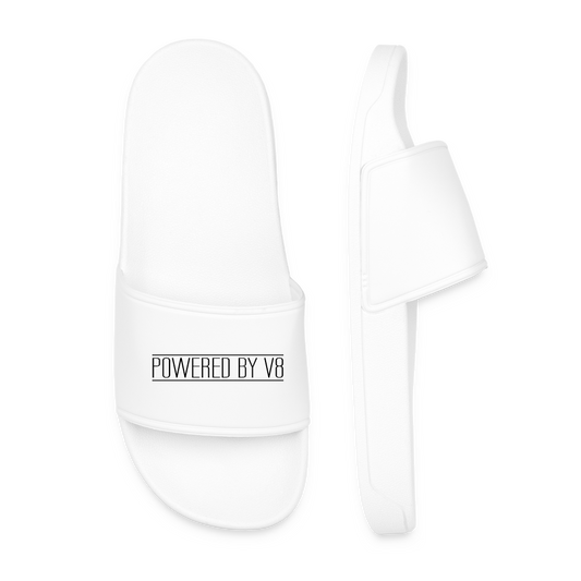 Weiße POWER BY V8 Männer Badelatschen mit rutschhemmender Sohle und bedruckbarer Lasche aus PVC
