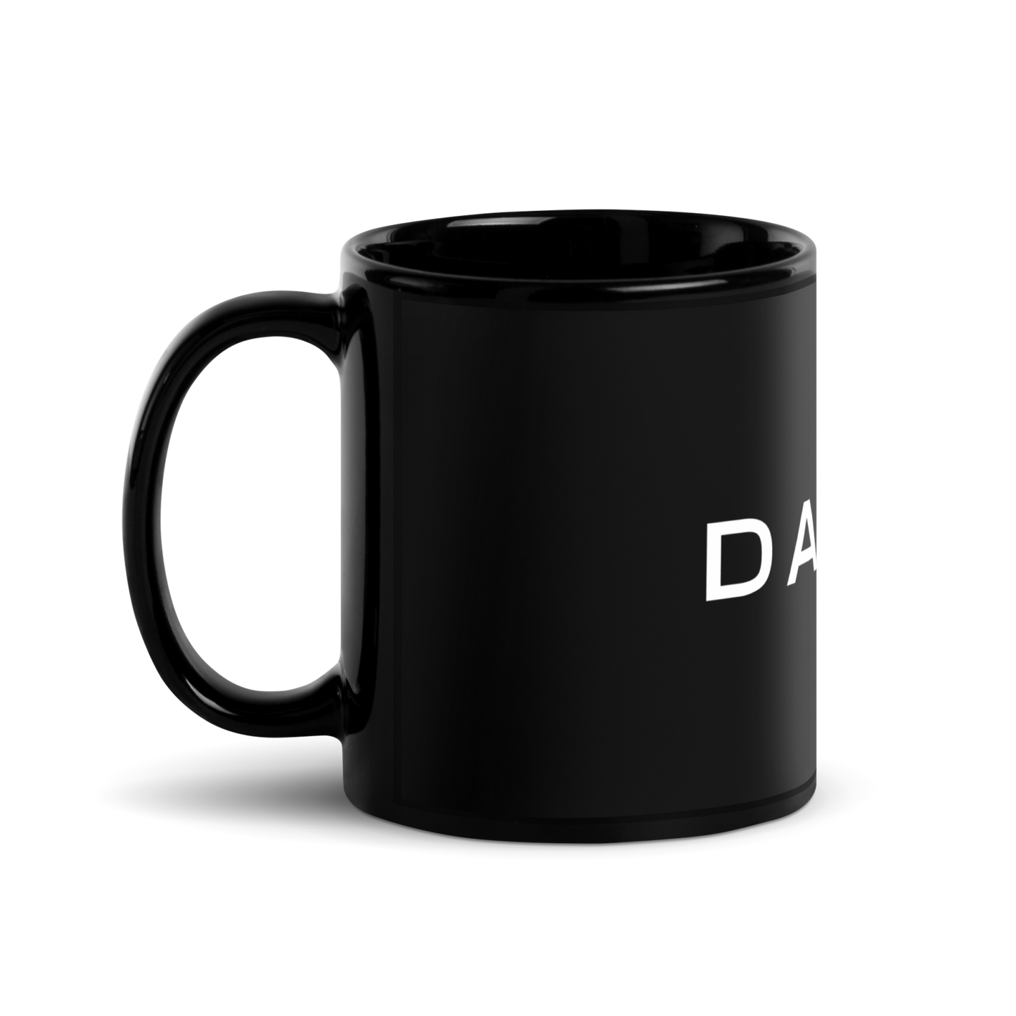 DAWIS schwarze glänzende Keramiktasse mit 11 oz Fassungsvermögen und schlichtem Design