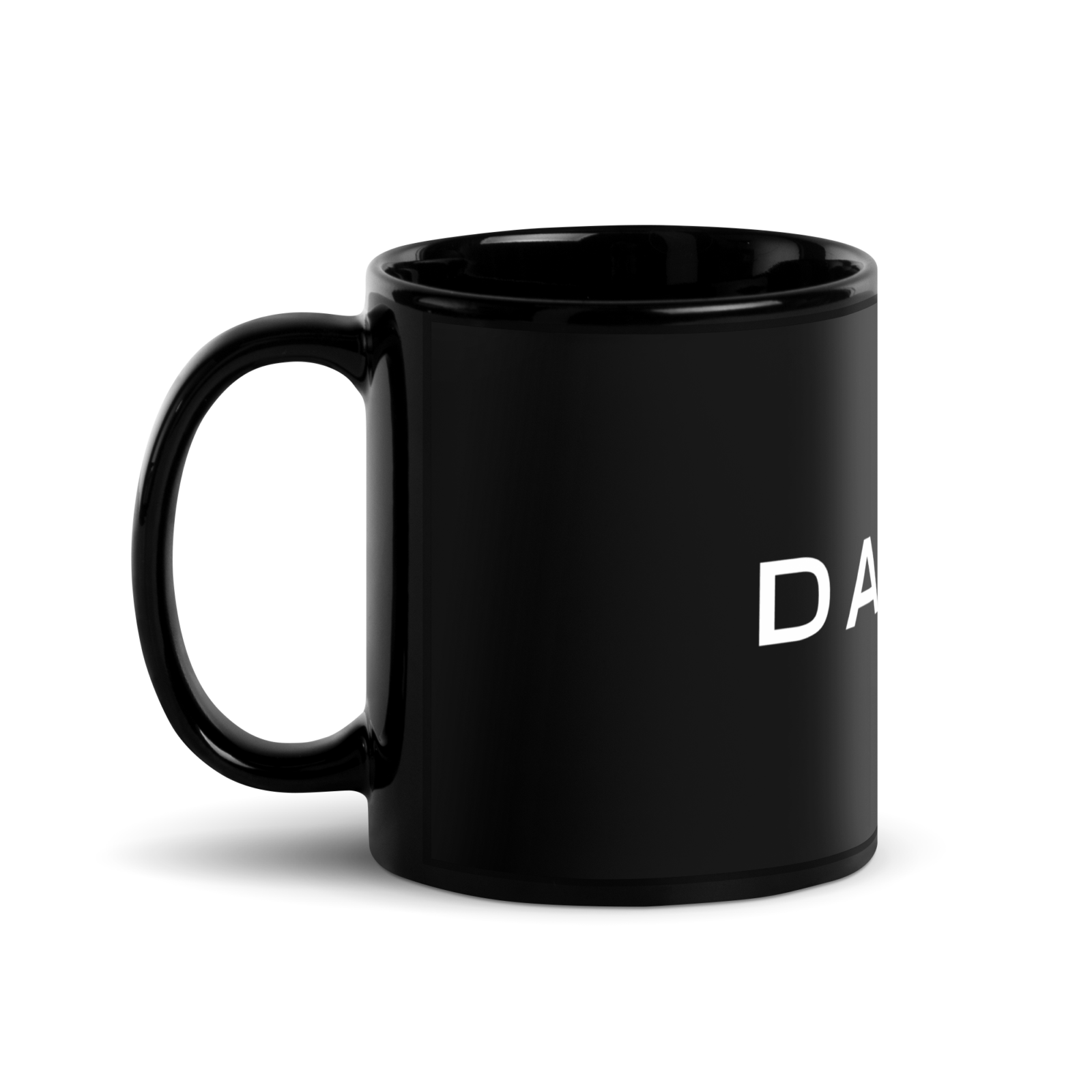 DAWIS schwarze glänzende Keramiktasse mit 11 oz Fassungsvermögen und schlichtem Design
