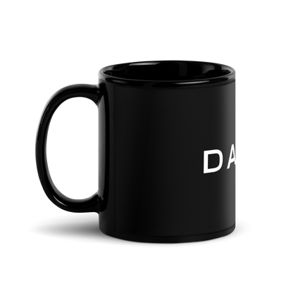 DAWIS schwarze glänzende Keramiktasse mit 11 oz Fassungsvermögen und schlichtem Design