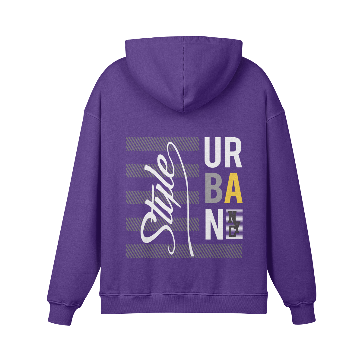 Lila URBAN STYLE Hoodie mit Oversize Fit, Front- und Backprint, Kängurutasche und 100% Baumwolle