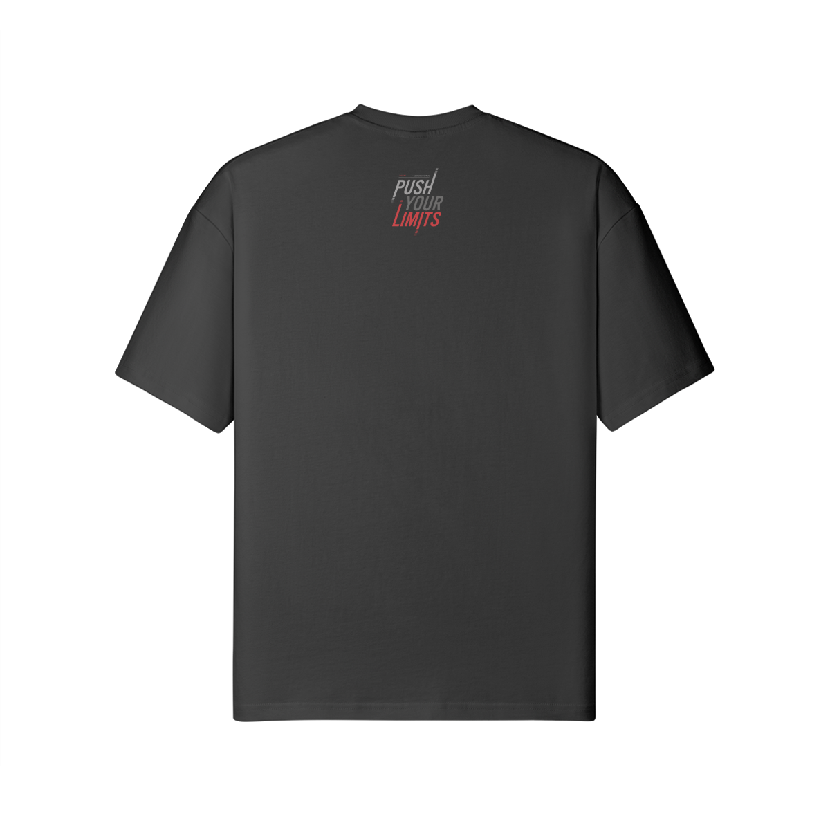LMK Biceps Oversize T-Shirt aus 100% Baumwolle mit Front- und Backprint, reaktivgefärbt, schwarz