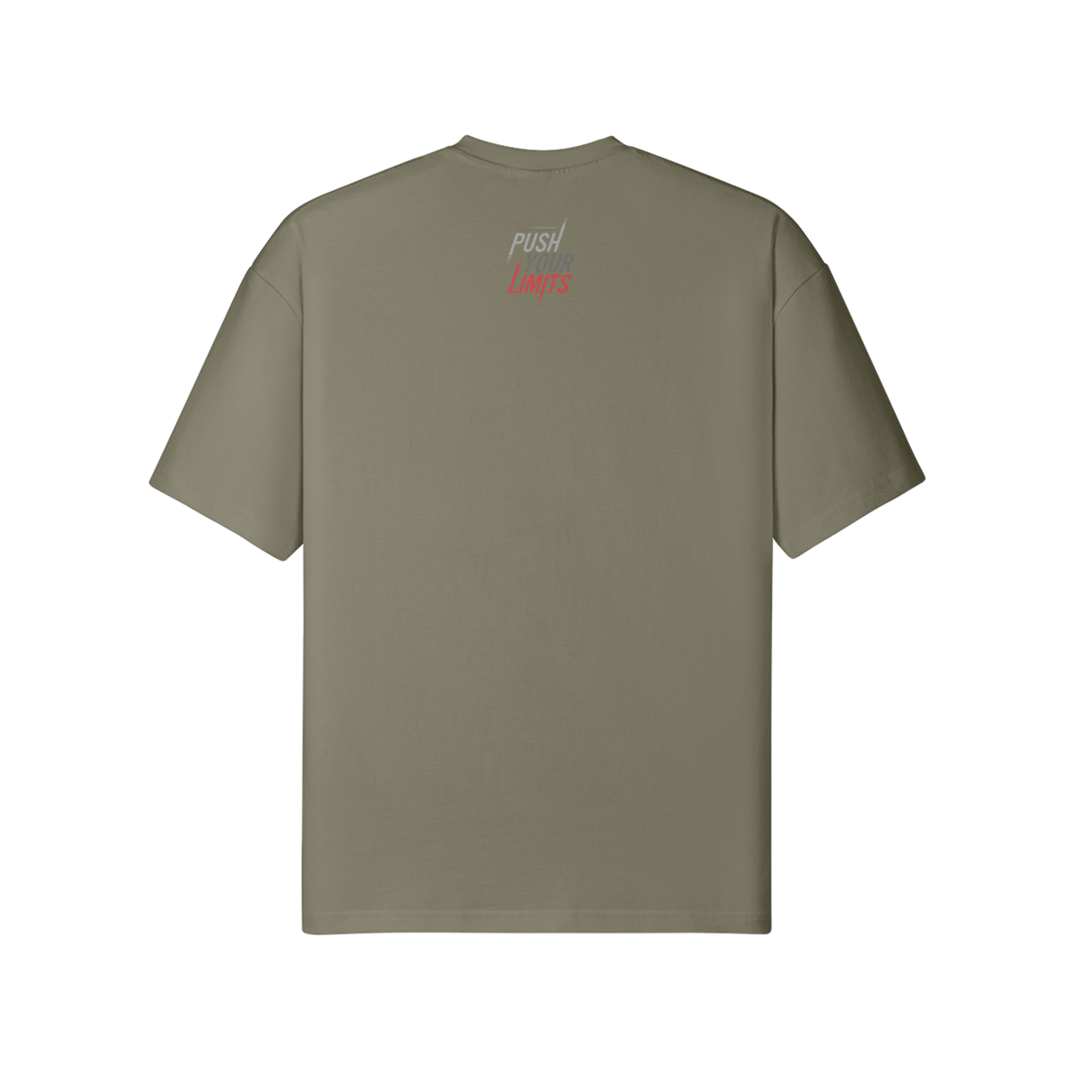 LMK Biceps Oversize T-Shirt aus 100% Baumwolle mit Front- und Backprint in Olivgrün