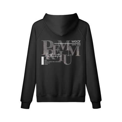 Schwarzer AUTHENTIC WEAR Hoodie mit Oversize Fit und Front- sowie Backprint aus 100 % gekämmter Baumwolle