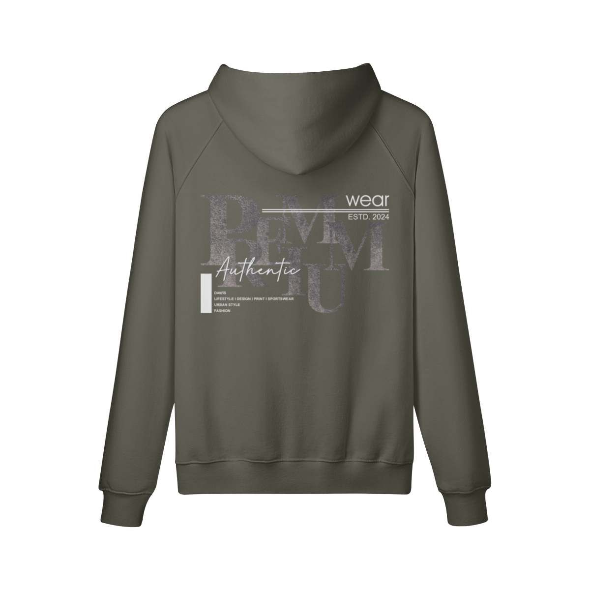 AUTHENTIC WEAR oversized Kapuzenpullover mit Front- und Rückendruck aus 100% Baumwolle