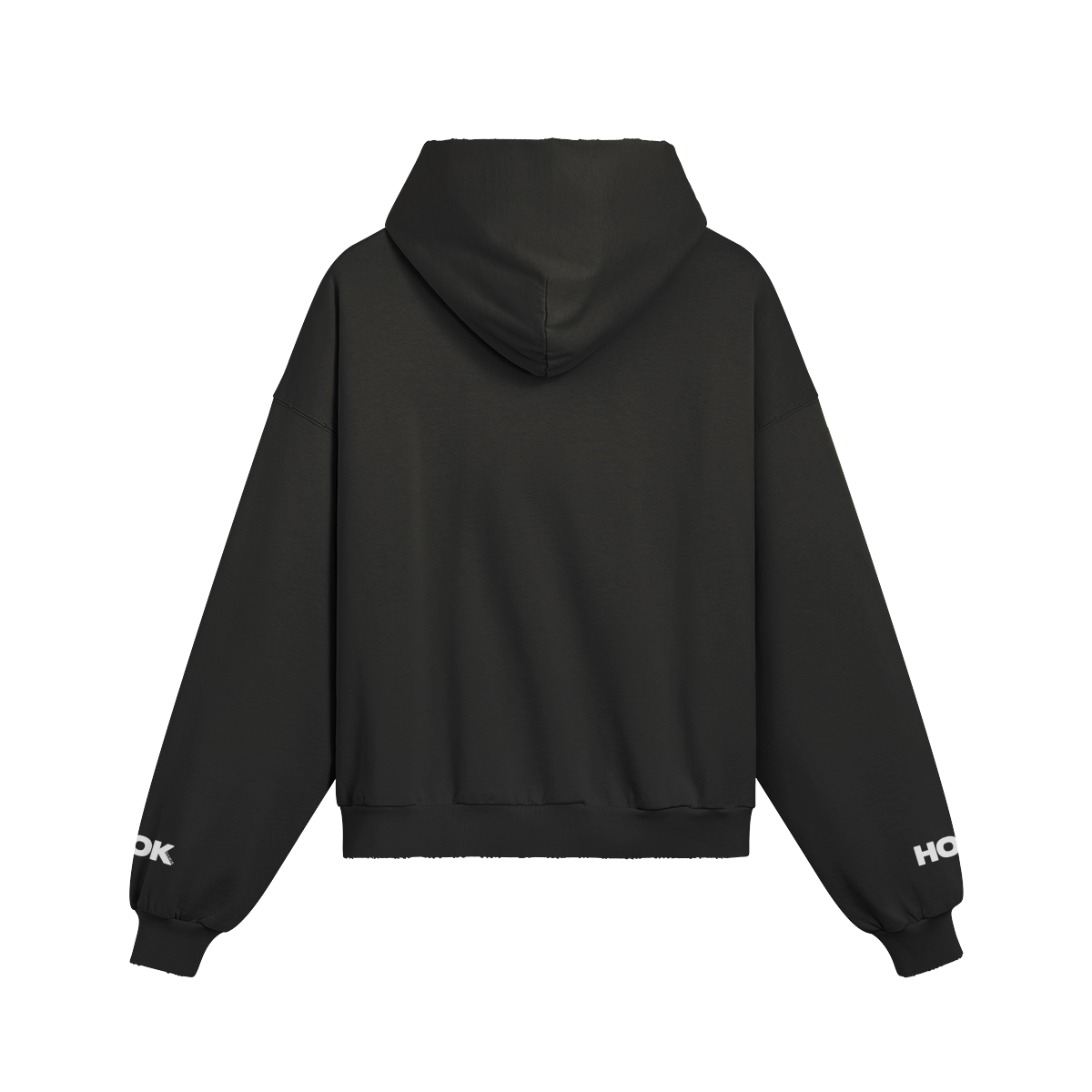 Schwarzer Oversize Hoodie mit Hockey-Print auf Ärmeln aus 100% Baumwolle, verwaschener Effekt, reaktivgefärbt