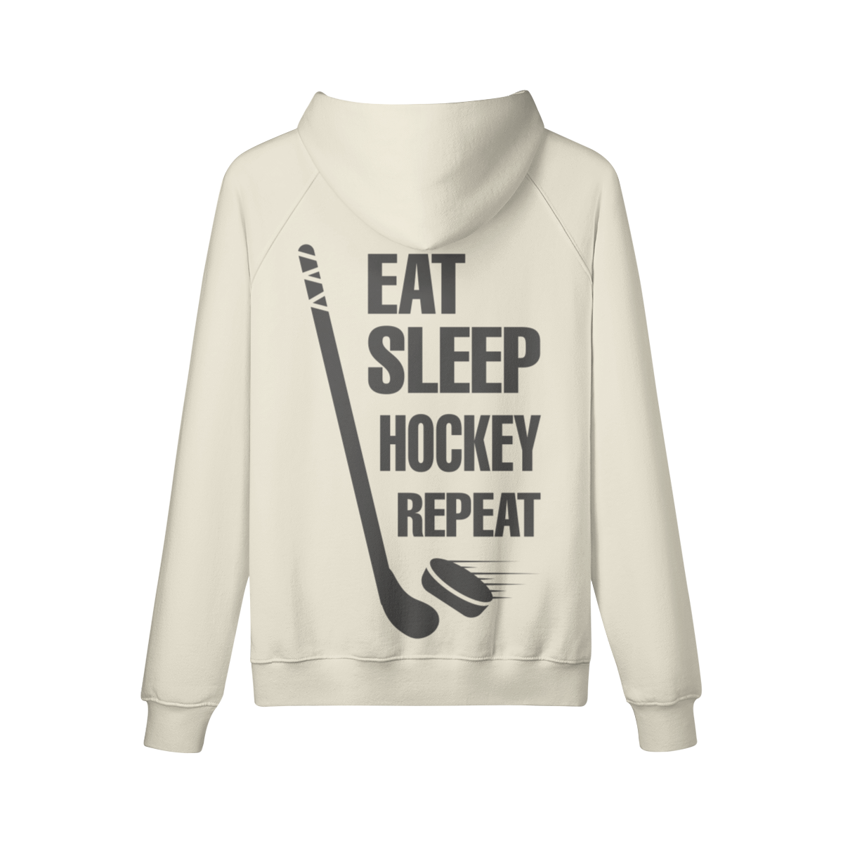 Oversize Hoodie aus 100% Baumwolle mit Front- und Backprint "EAT SLEEP HOCKEY REPEAT" für Hockeyfans