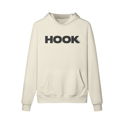 weißer Hoodie Oversize Fit mit Frontdruck Hockey EAT SLEEP HOCKEY REPEAT aus 100% Baumwolle und Kängurutasche