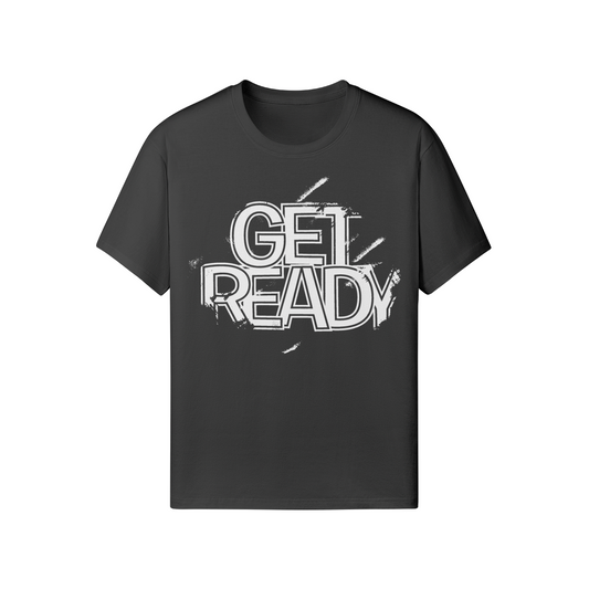 GET READY T-Shirt schwarz mit Frontprint, klassische Passform, 100% Baumwolle, reaktivgefärbt