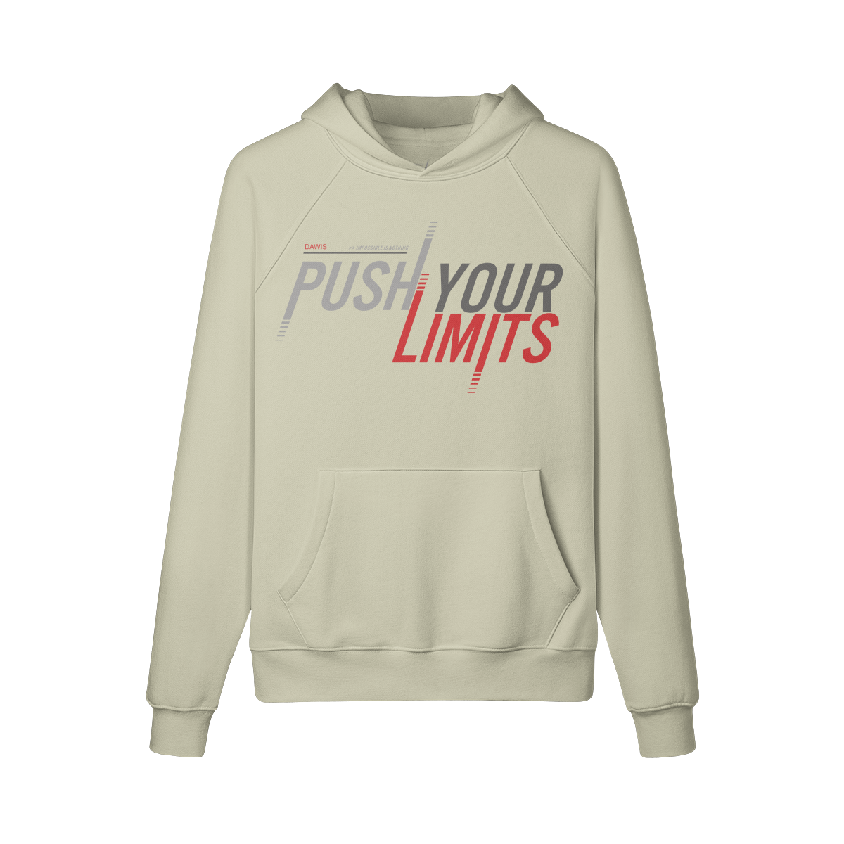 LIVE LIFE LIMIT Oversize Hoodie aus 100% Baumwolle mit Frontprint, Kängurutasche und reaktivgefärbtem Stoff in Beige