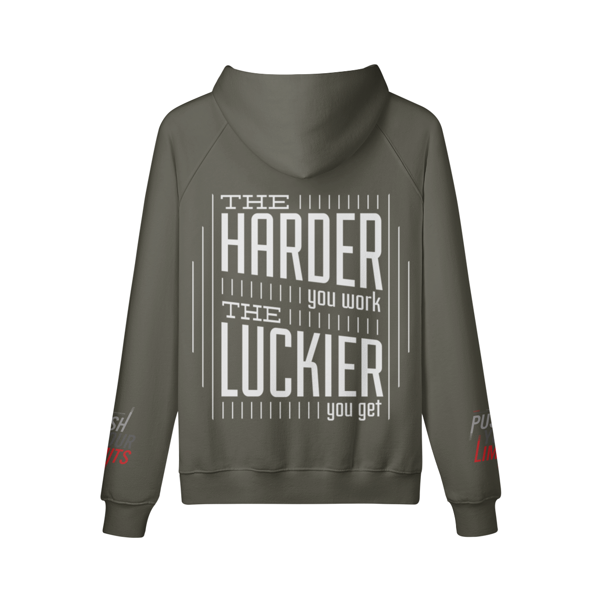 Oversize Hoodie mit "The Harder" Rückenprint, Kängurutasche, 100% Baumwolle, reaktivgefärbt, grau