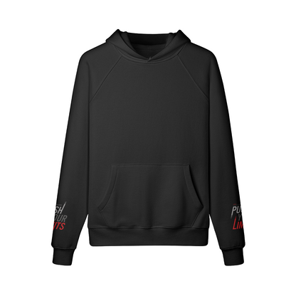Schwarzer The Harder Hoodie Oversize Fit mit Brust- und Ärmelprint, Kängurutasche und 100% Baumwolle