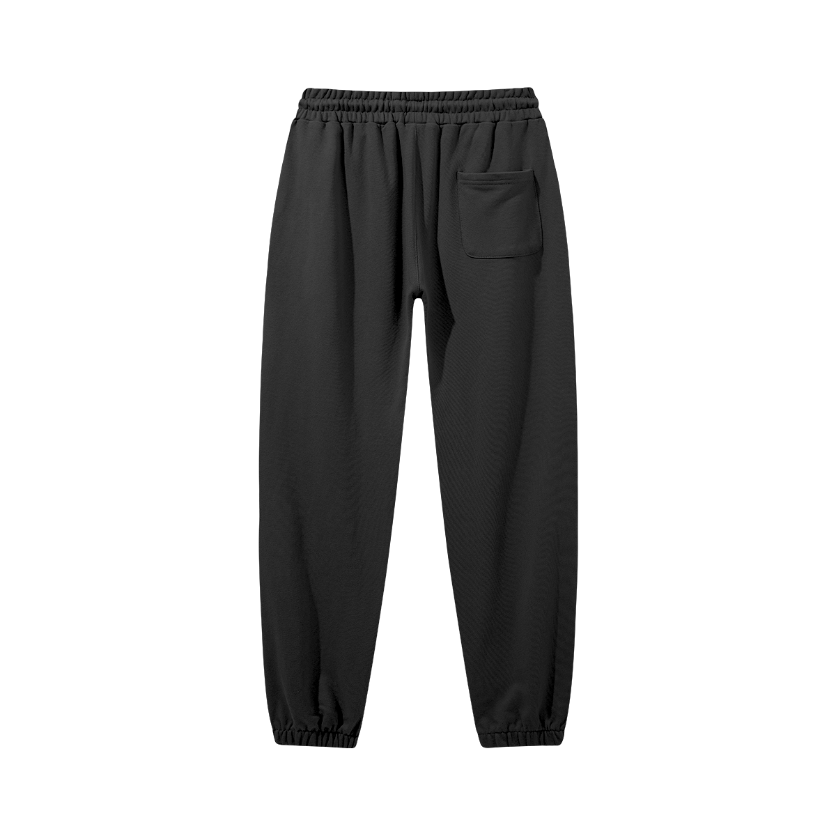schwarze Baumwolljogginghose mit elastischem Bund und Tasche, STOP WISHING START Print