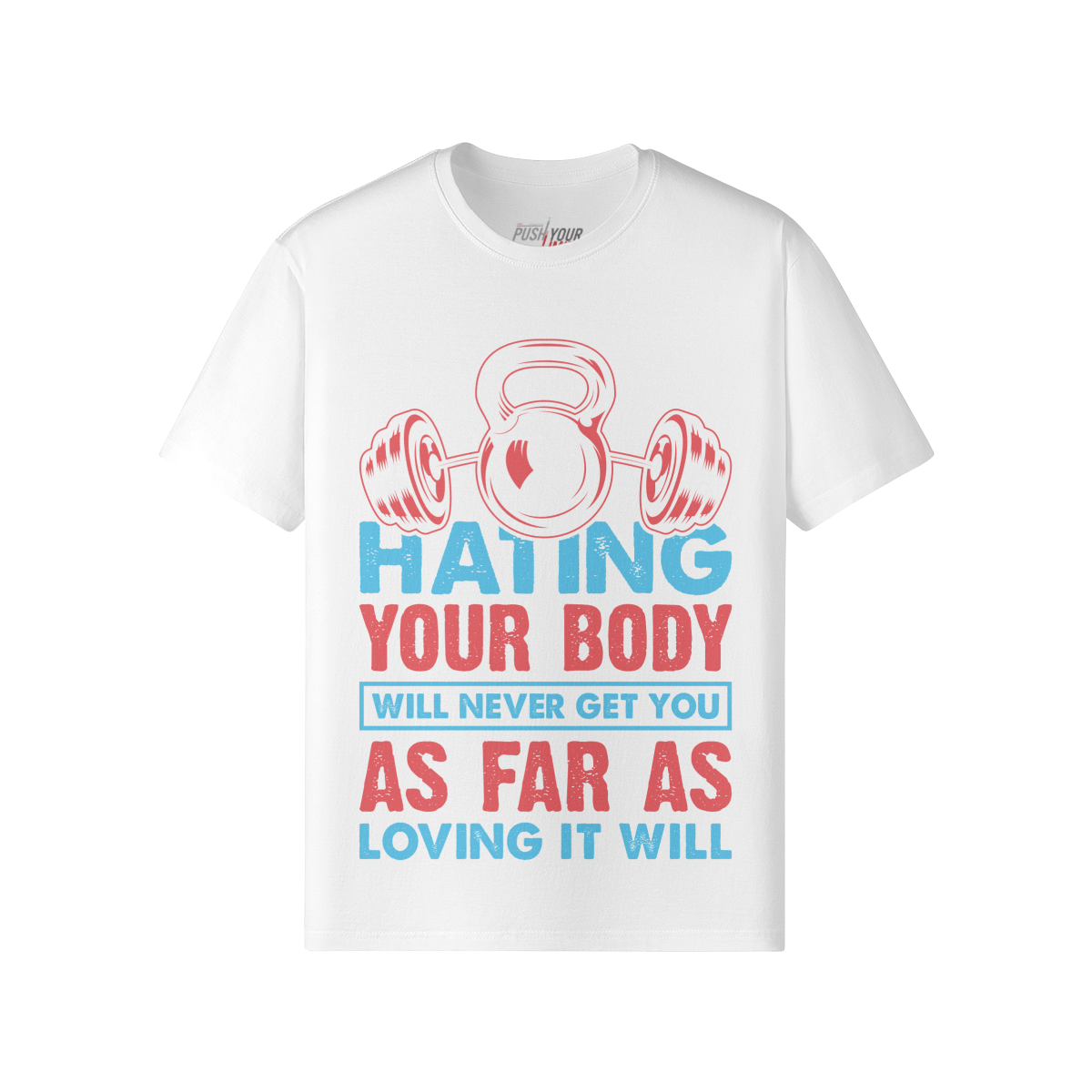 Weißes Your Body T-Shirt aus Baumwolle mit Front- und Rückenprint, klassische Passform, leicht dehnbar