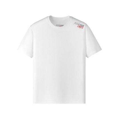 weißes Train Insane T-Shirt mit Front- und Rückenprint, klassische Passform aus 100% Baumwolle
