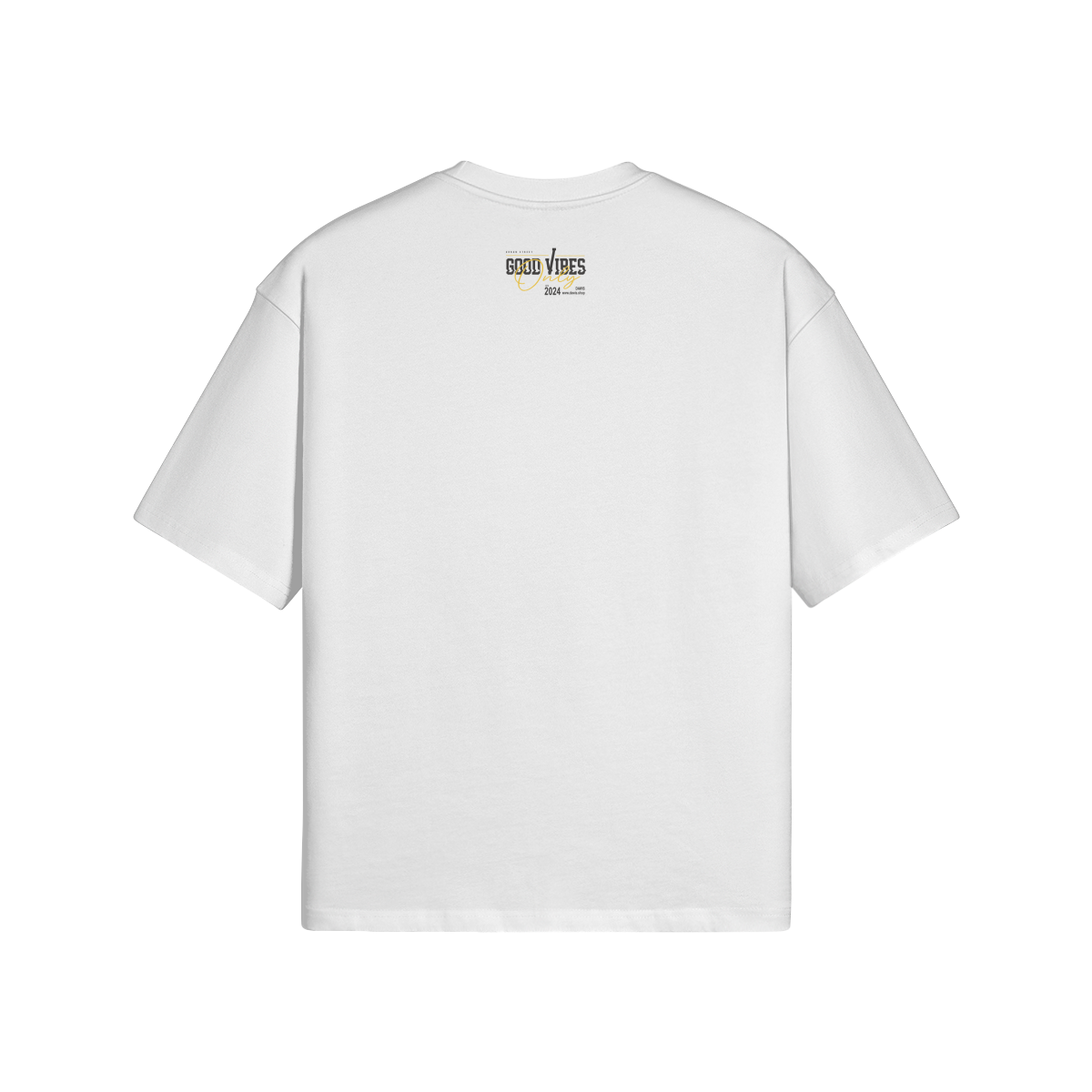 Free Spirit Oversize T-Shirt aus 100 % Baumwolle mit Front- und Backprint, reaktivgefärbt für langlebige Farbe, Stoffgewicht 300g/m², weiß