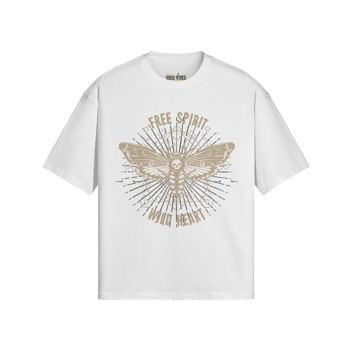 Free Spirit Oversize T-Shirt aus 100% Baumwolle mit Frontprint und reaktivgefärbtem Wild Heart Motiv
