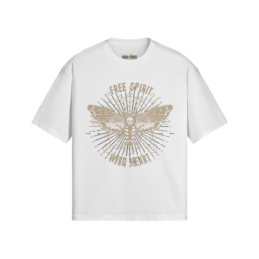 Free Spirit Oversize T-Shirt aus 100% Baumwolle mit Frontprint und reaktivgefärbtem Wild Heart Motiv