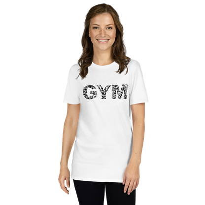 Weißes Gym Damen T-Shirt aus 100% Baumwolle mit schwarzem GYM-Print