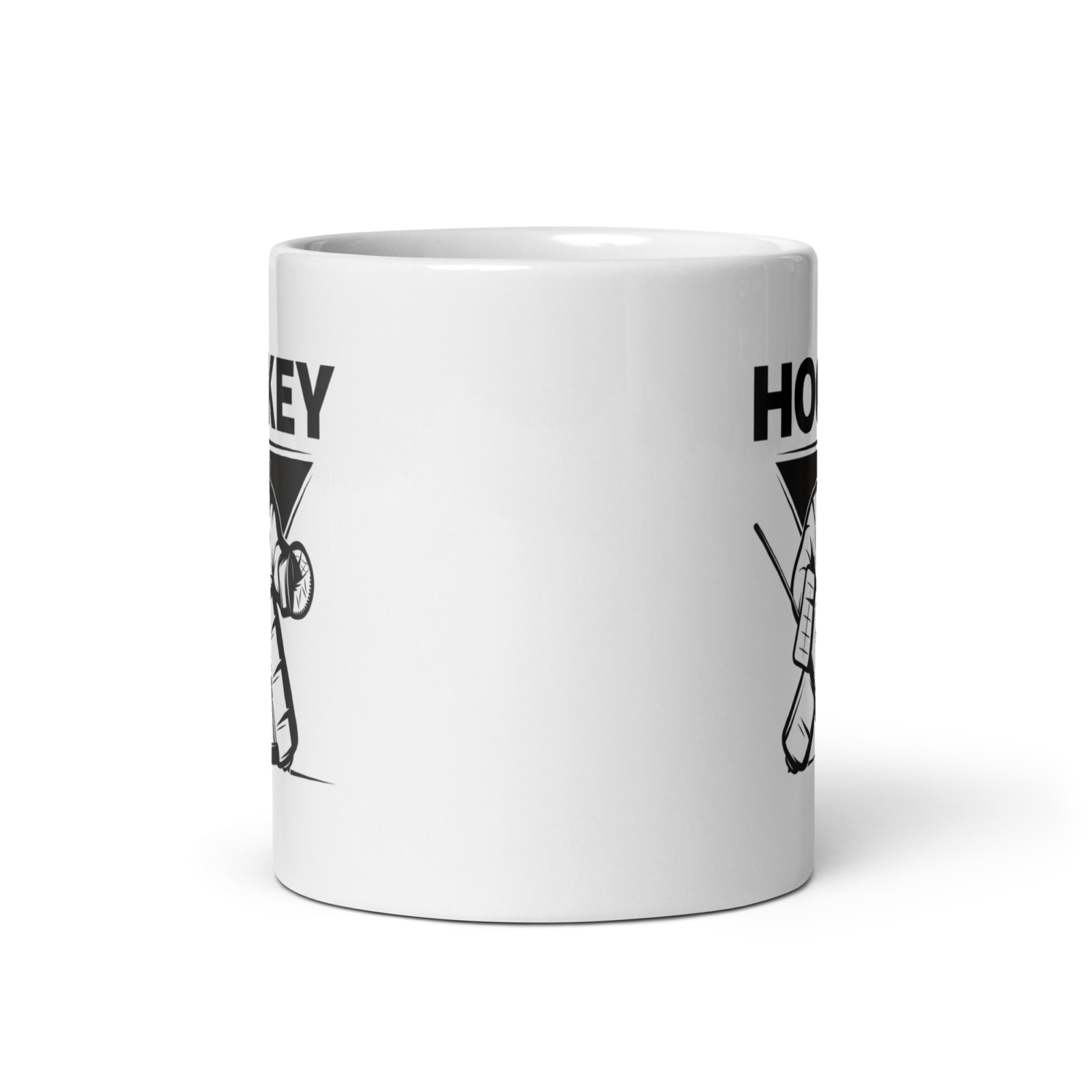 weiße Keramiktasse mit Hockey Goalie Design und Griffen aus BPA-freiem Material