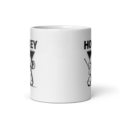 weiße Keramiktasse mit Hockey Goalie Design und Griffen aus BPA-freiem Material